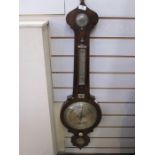 19th century mahogany wheel barometer/thermometer and humidity gauge, 97.5cm