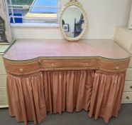 20th century dressing table finished in pink fabric, 122 x 77.5cm together with a dressing table