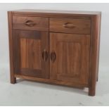 Suite of modern lounge furniture, Eastern hardwood, to include sideboard with two drawers above