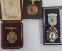 Medals and badges, silver masonic jewel, Middlesex lodge, founder hallmarked in original maker's box
