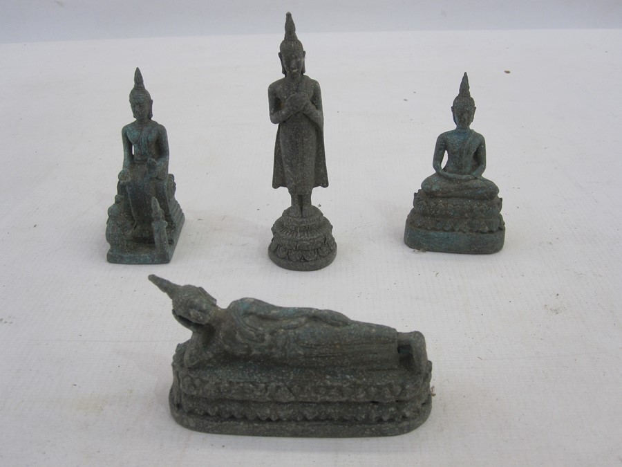 Group of South East Asia bronzes, to include seated and standing Buddhas - Image 3 of 3