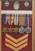 WWII 8th Army medal group of five with tank regiment badges and sergeants strips