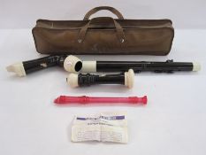 Yamaha YRB 302B bass recorder in case and a quantity of recorders (loose)