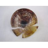 Blue John shallow dish, 5.5cm in diameter approx (broken into three pieces) Condition