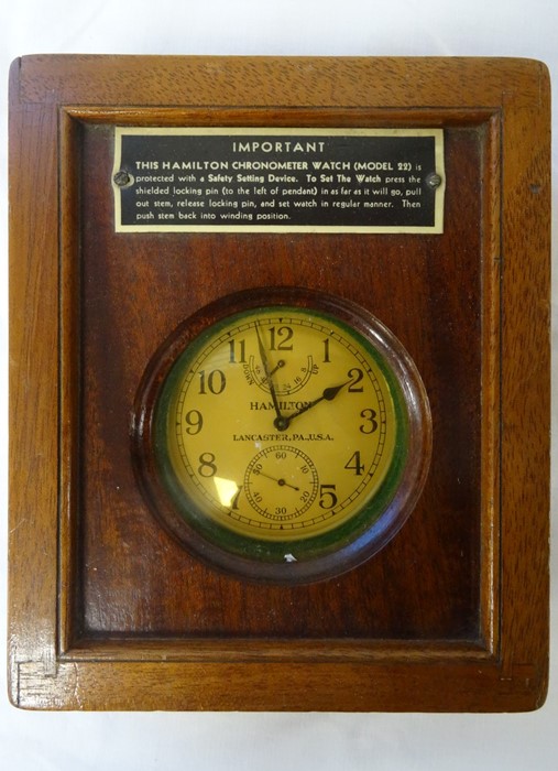 Hamilton, Lancaster, Pa., U.S.A. military chronometer model 22, 21 Jewels, marked to back H.s.(Up - Image 3 of 3