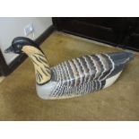 Large painted wood carving of a Nene (or Hawaiian) goose.  62 h cms x 107 length cms The hand-