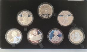 Queen Elizabeth the Queen Mother silver proof collection of seven silver coins all struck to .925