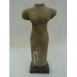 South East Asian carved stone figure on a rectangular base  Condition ReportApprox: Height 47cm x