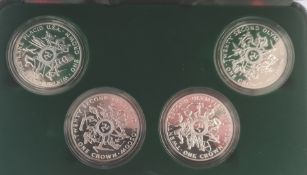 Set of four silver proof crowns by the Isle of Man to commemorate the 1980 Olympics
