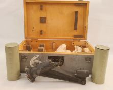 Submarine Binocular Transit Box WWII German  with part contents of mounts and glare guards (no