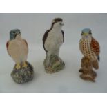 Five Beneagles pottery whisky decanter model birds of prey and another Beswick bird of prey, 2316 (