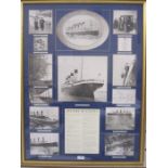 Two pictures relating to the Titanic 'History of Events' with printed pictures and a colour print of