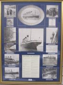 Two pictures relating to the Titanic 'History of Events' with printed pictures and a colour print of