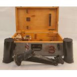 Submarine Binocular Transit Box WWII German with part contents of mounts and glare guards (no