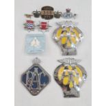 Fireman badges, RAC badge, two AA car badges c.1960s and others (1 bag)