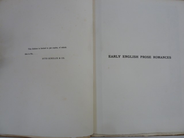 Thoms, William John  'Early English Prose Romances ' 3 vols, publ. Otto Schulze (1904), vol. I ' - Image 2 of 3