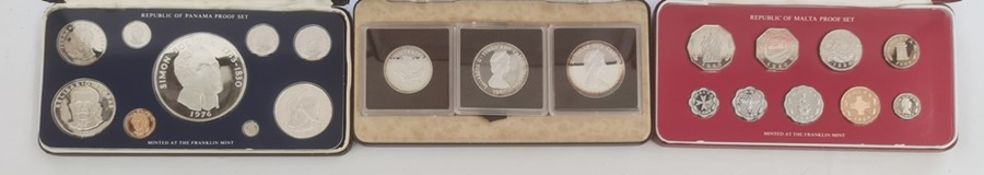 World proof sets including silver proof coins: 1980 Turks and Caicos Islands three coins all silver,