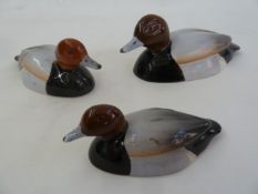 Three Beswick pochard ducks, graduated in size, 14cm, 11cm and 9cm  Part of the Wildfowl and