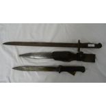 German WWII standard issue Mauser, GEW 98, blade stamped Coppel, and the metal sheath and an epee-