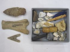 Group of flints and similar artifacts including a British? Neolithic tanged arrow head, North