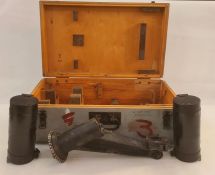 Submarine Binocular Transit Box WWII German with part contents of mounts and glare guards (332120)