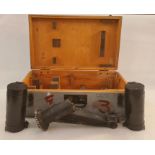 Submarine Binocular Transit Box WWII German with part contents of mounts and glare guards (332120)