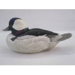 Barry Woodcraft decoy bufflehead drake signed to base and dated November 1991, sculptured from