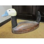 Large painted wood carving of a Pochard duck 62 h. cms x  83 length cms  The hand-painted duck was