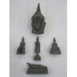 Group of South East Asia bronzes, to include seated and standing Buddhas