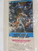 Poster in Italian for 'Moonraker' James Bond - Roger Moore, 61 x 31 cms approx, mounted
