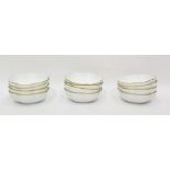 Set of 12 Raynaud limited white porcelain lobed dessert bowls with gilt borders (12)