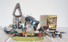 A quantity of Lego, Lego 'Bionicle Glatorian 7-16/8983', a Lego 'Legends of Chima' no70145, a boat