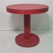 Circular coffee table with pink leatherette top, 50cm diameter