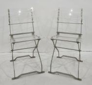Four folding perspex and metal-framed chairs (4)