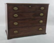 19th century mahogany chest of three short over three long drawers, to bracket feet, 115cm x 90cm