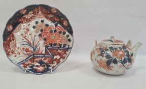 Chinese Imari pattern porcelain teapot, globular and floral and butterfly decorated and a Japanese