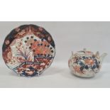 Chinese Imari pattern porcelain teapot, globular and floral and butterfly decorated and a Japanese