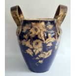 Large 19th century Choisy-le-Roi pottery two-handled vase, having everted rim, shouldered and