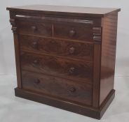 19th century mahogany chest of drawers, the rectangular top above cushion drawer, two short, three