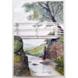 Rowland Thomasson (early 20th century school) Watercolour  "The Bridge", signed and dated 1923 lower