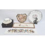 China cup, saucer and tea plate trio, white rose decorated, boxed, a Wedgwood 'Kingston' pattern