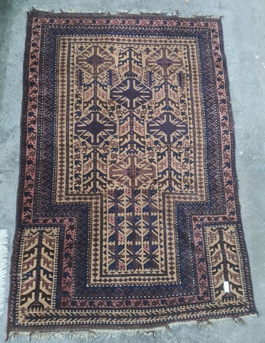 Pair of second half of the 19th century baluch prayer rugs, herat, Afganistan 130 x 87 cm (2) - Image 2 of 2