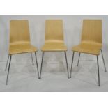 Set of four modern plywood chairs on chrome bases (4)