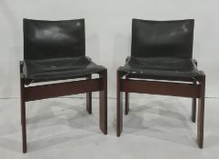 Pair of 20th century chairs with black leather seats and backs (2)