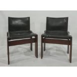 Pair of 20th century chairs with black leather seats and backs (2)