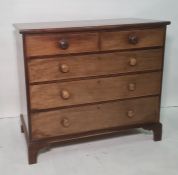 19th century mahogany chest of two short over three long drawers, on bracket feet, 107cm x 95cm