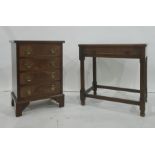 20th century mahogany chest of four drawers, on bracket feet and an oak single drawer side table (2)