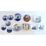 Royal Copenhagen little mermaid pin tray, square, another circular, marked 'Langelinie', another