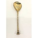 Guild of Handicraft silver-gilt seal-top rattail preserve spoon, London 1957, inscription to