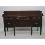 19th century mahogany sideboard with three-quarter galleried back above central cutlery drawer,